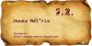 Hunka Mária névjegykártya